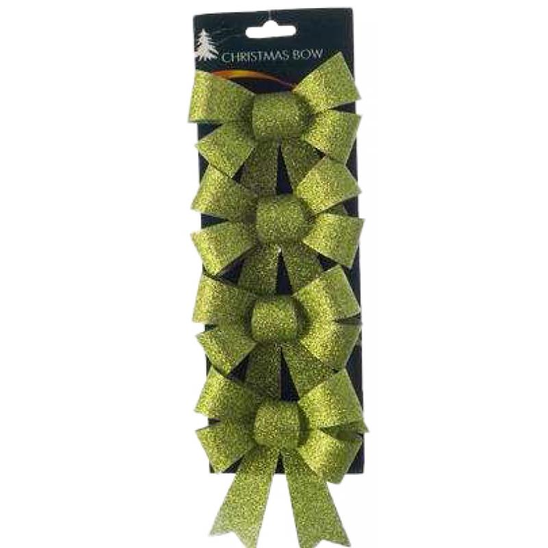4 Green Xmas Bows